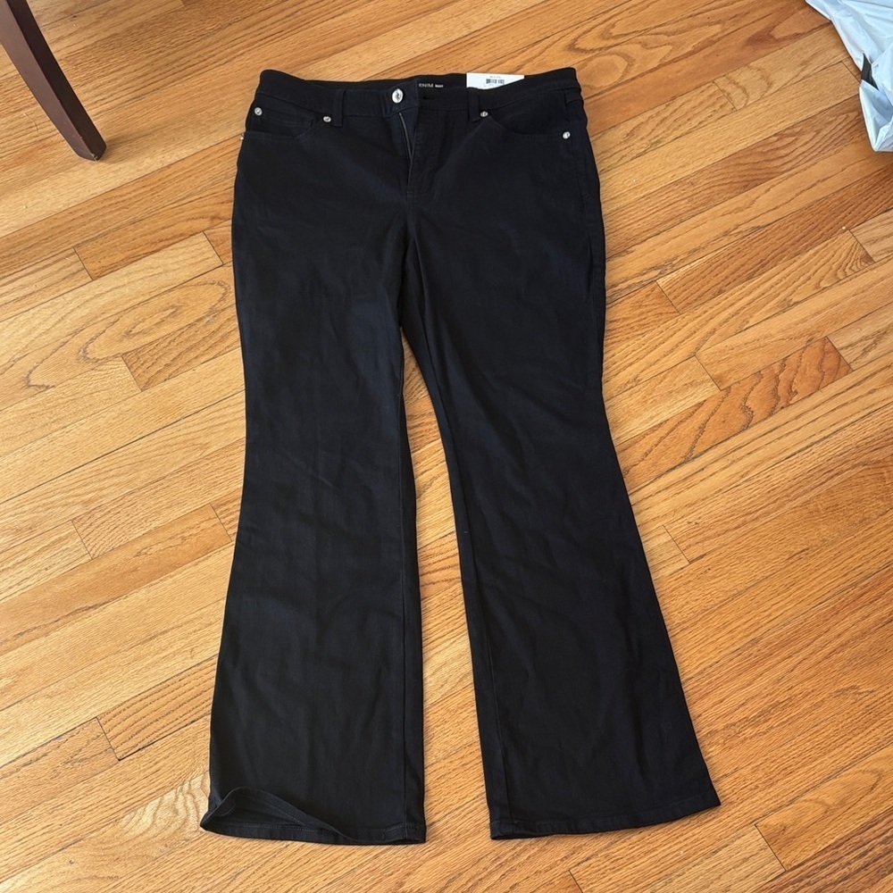INC International Concepts Women's Black High Rise Pull On Flare Jeans (Sz 16)